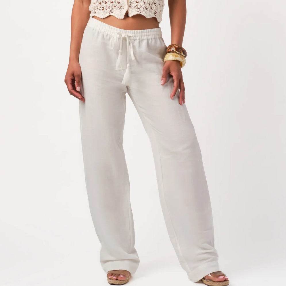 Calypso St. Barth Bianca Wide-Leg Pants Light Blue | Size Small, 29” Inseam